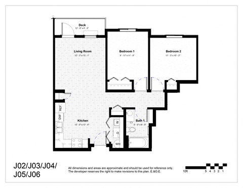 Floor plan for 2 beds, 1 bath, 797 sqft